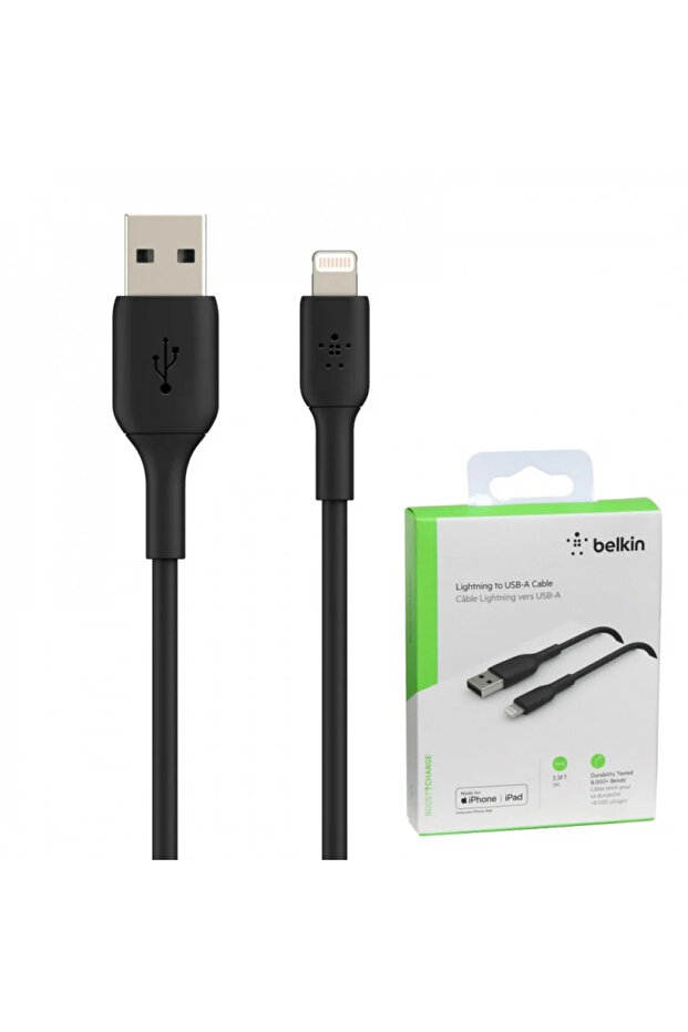 كابل بيلكن من USB إلى Lightning أسود - كابل شحن آيفون بأداء موثوق