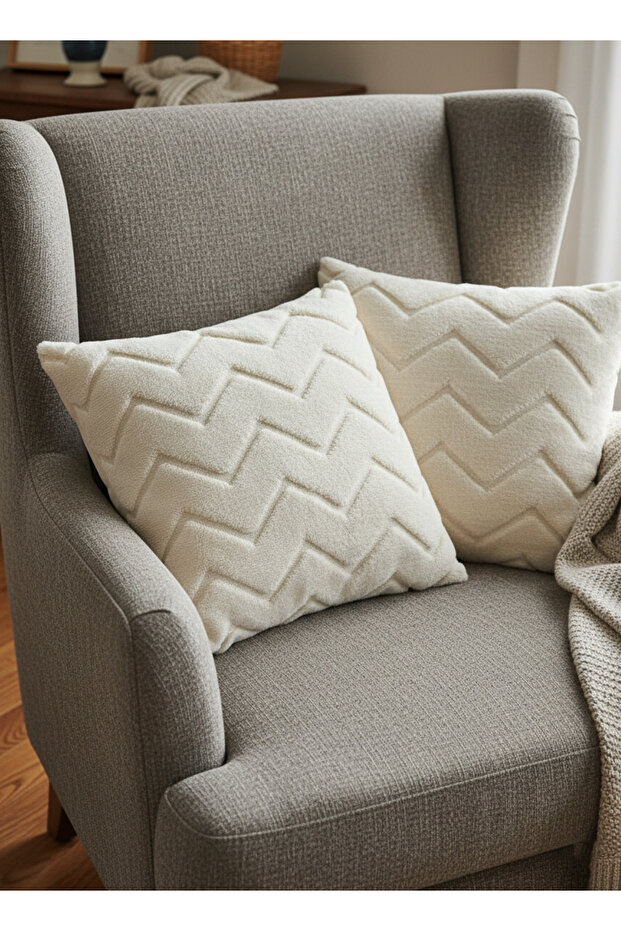 Welsoft Kemik Dokuma Jakarlı Kırlent Kılıfı 2'li - 1