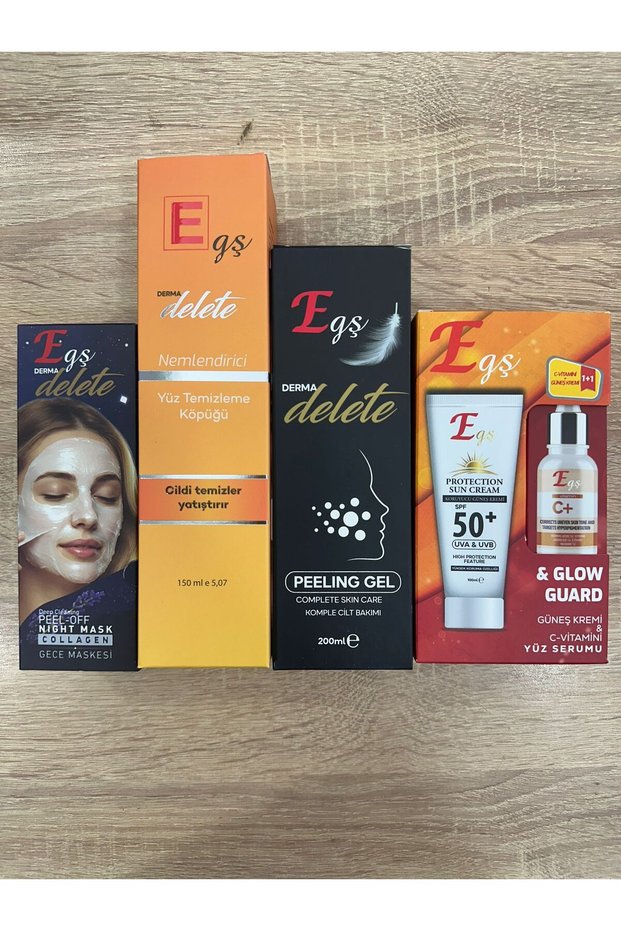 Peeling Cream + Facial Foam + F120 Sunscreen + Vitamin C Serum + Collagen Mask (5 Pieces)