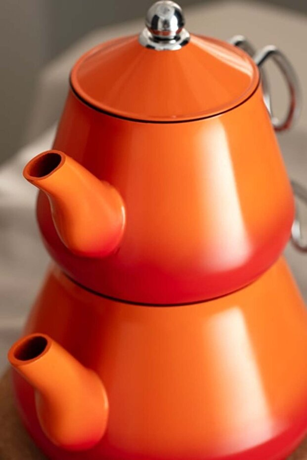Yeni Sezon Clarus Çaydanlık Takımı - 1000 ml - 2000 ml - TURUNCU - 2