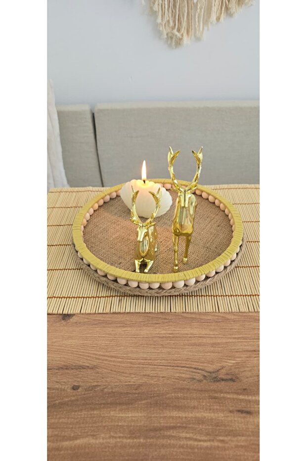 Handmade Natural Wooden Beaded – 25 cm Makeup-Bathroom Organizer-Presentation Tray