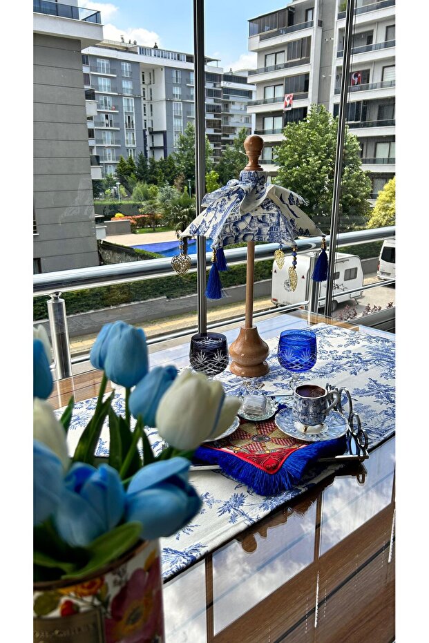 Bleu blanc Bali şemsiyesi - 3