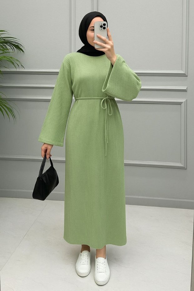 Knitwear Loose Dress Women's Muslim Dress Lace-Up Dress Height 140cm Dress