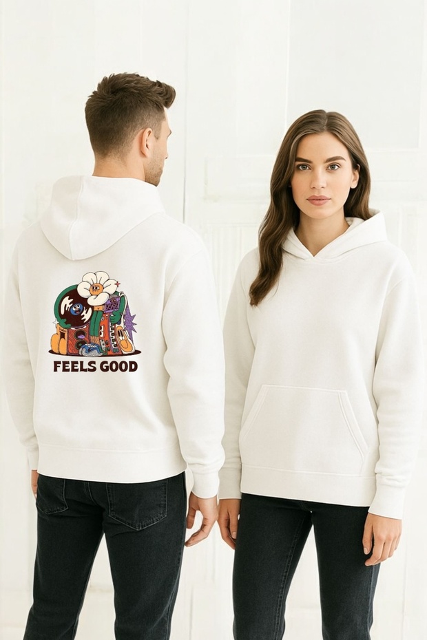 سويت شيرت بقلنسوة مطبوعة ملونة من Feel Good