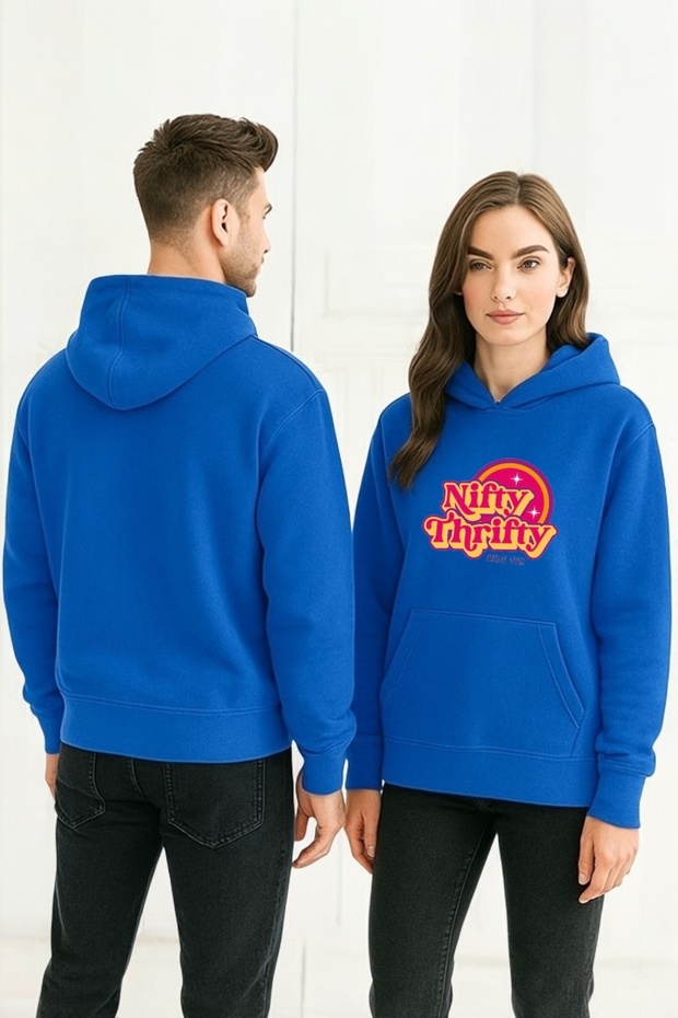 سويت شيرت بقلنسوة مطبوعة ملونة من Nifty Thrifty