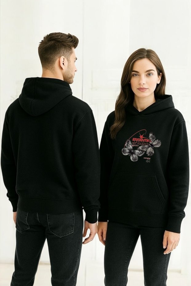 Kelebek Essentials Colorful Printed Hooded Sweatshirt