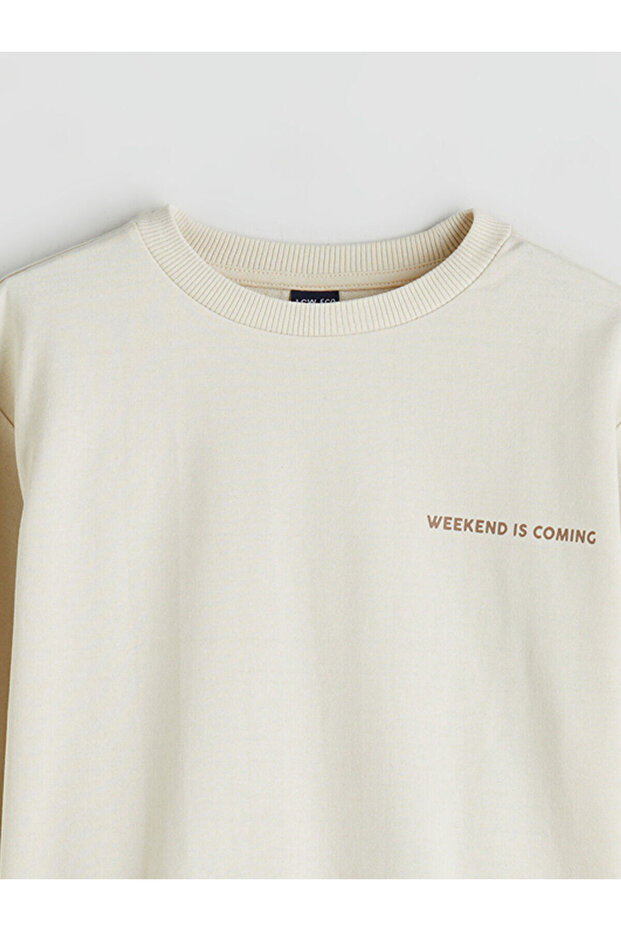 Bej Bisiklet Yaka Erkek Çocuk Eşofman Takımı - 3