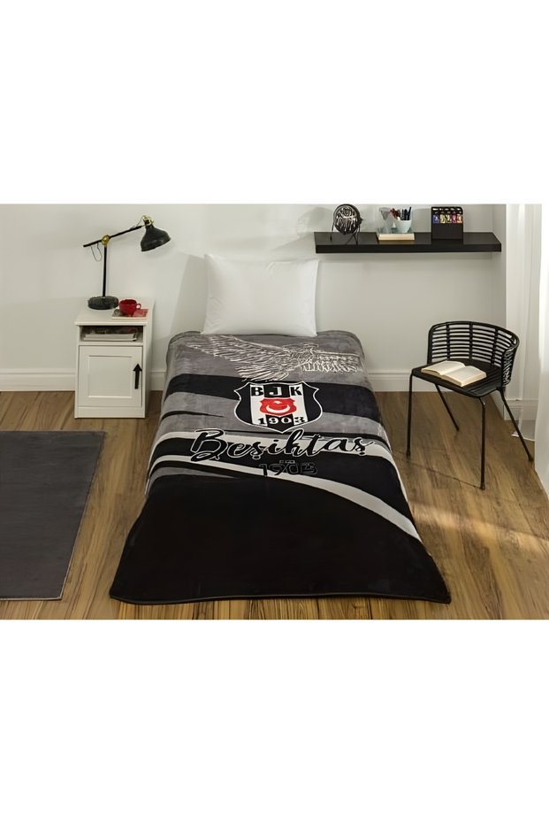 Beşiktaş New Season Eagle Patterned Licensed Single Blanket