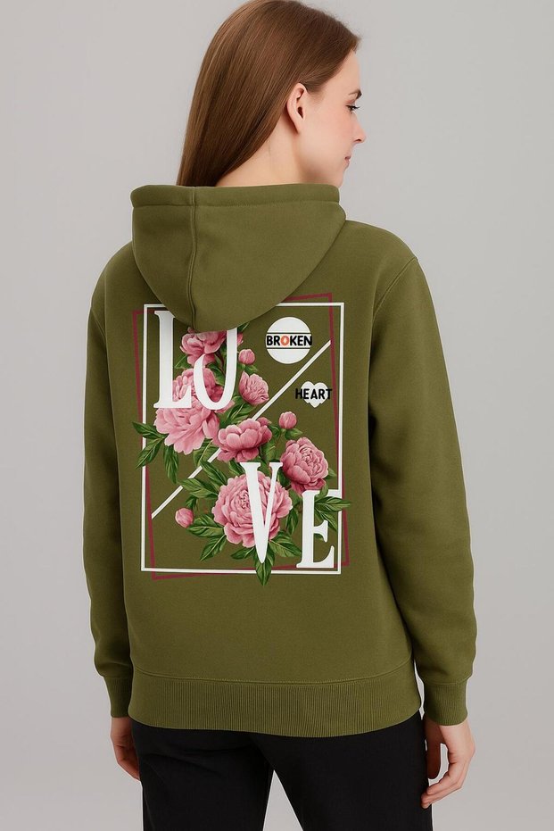 Love Slogan Floral Print Hooded Sweatshirt – Unisex Casual Fashion
