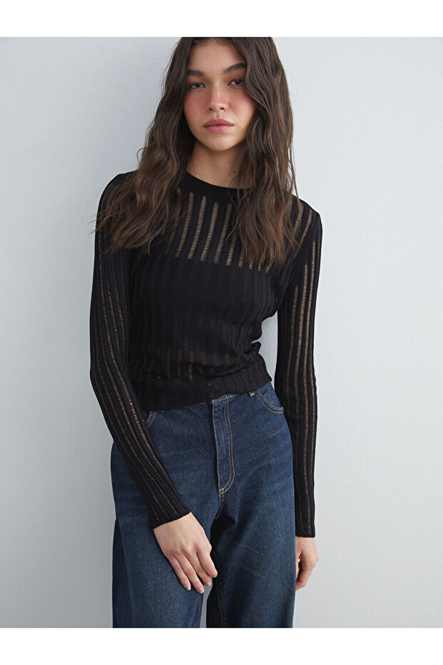 Bisiklet Yaka Kadın Triko Kazak - 1