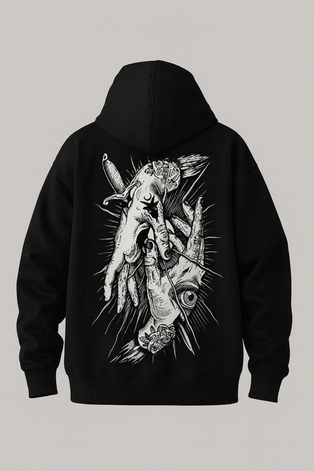 Hooded Kangaroo Pocket Oversized Sweatshirt Back Graphic Printed Style Street Style Comfortable Casual