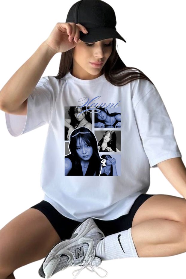 Hanni Printed T-Shirt, Oversize Unisex White T-Shirt Kids / Adult