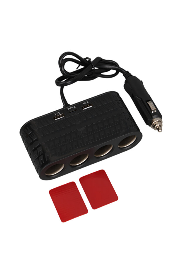 TÜM ARAÇLARA UYUMLU HIZLI ŞARJ ( ÇİFT USB VE TYPE-C GİRİŞLİ ) 120W 4'LÜ ARAÇ ÇAKMAK ÇOKLAYICI - 4