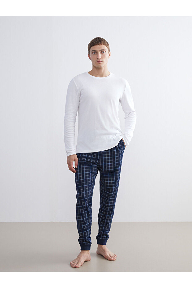 Standart Kalıp Ekose Erkek Pijama Alt - 1