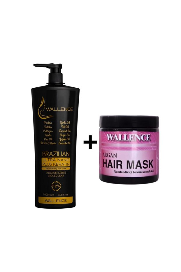 Wallence Nano Keratin 1000 ml + Argan Hair Care Mask 500 ml