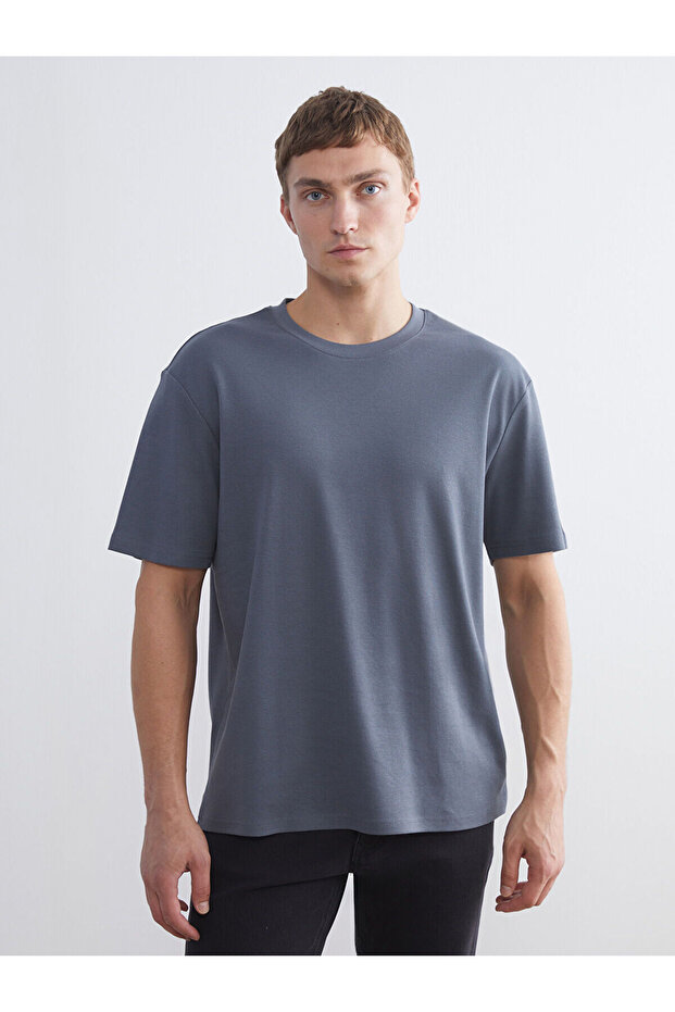 Gray Crew Neck Short Sleeve Men's T-Shirt