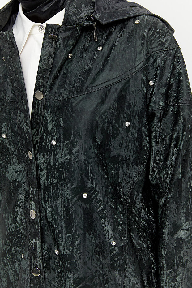 Düğmeli Jakarlı Kap - 5