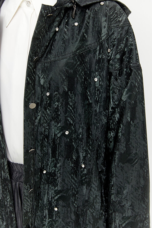 Düğmeli Jakarlı Kap - 3