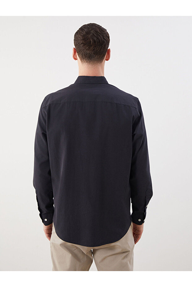 Чоловіча сорочка з попліну LCWAIKIKI Classic Regular Fit з довгим рукавом - 4