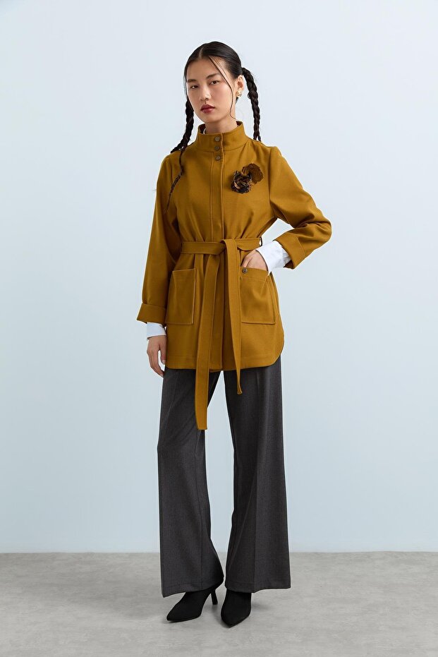 Dik Yaka Kaşe Ceket Asit - 3