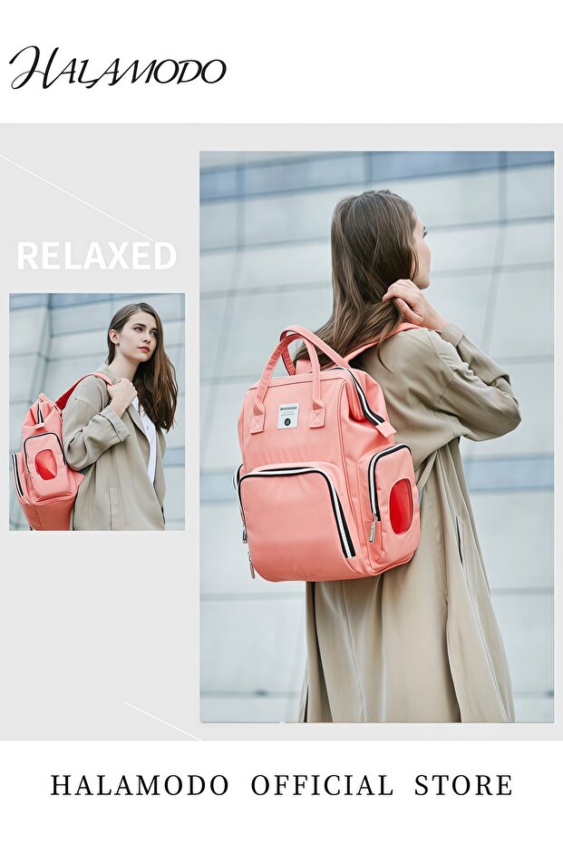 حقيبة ظهر أنيقة متعددة الوظائف للحفاضات بسعة كبيرة مع جيوب معزولة وخطافات لعربة الأطفال - 3