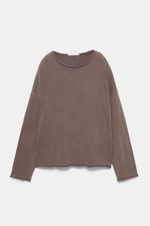 Uzun kollu oversize t-shirt - 5