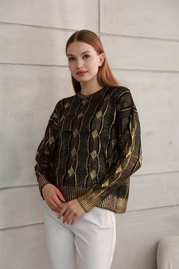 Varak baskılı triko kazak - 1