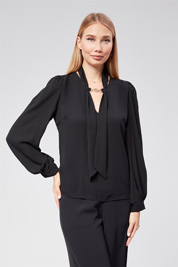 Kuşak Geçmeli Bluz - 5