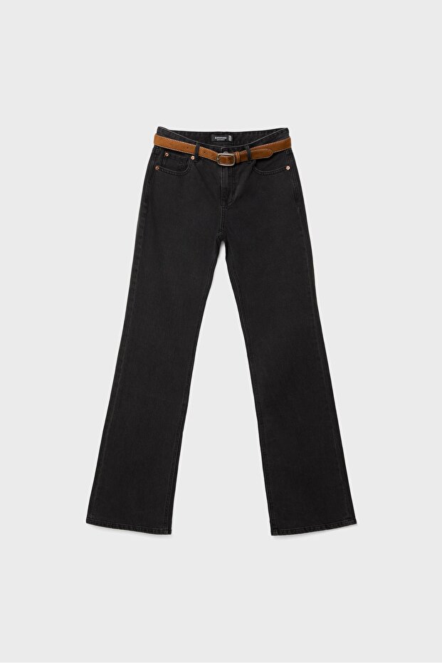 D68 kemerli bootcut jean - 5