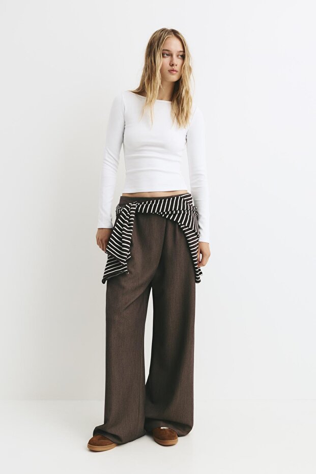 Uzun kollu geniş yaka tişört - 3