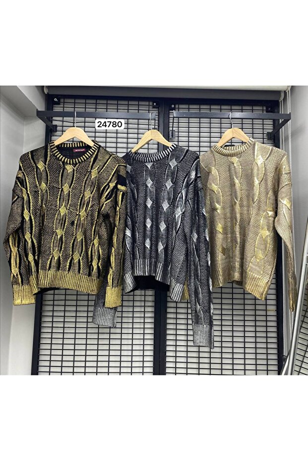 Varak baskılı triko kazak - 4