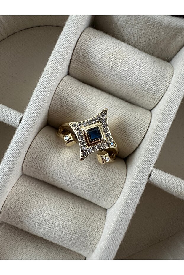 خاتم لامع من الحجر الأزرق الداكن - 1