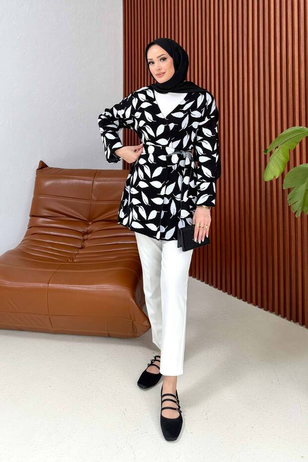Jakar Yaprak Desenli Hırka 32-7021-1 - 6
