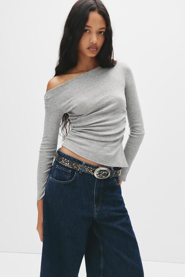 Asimetrik uzun kollu top - 2