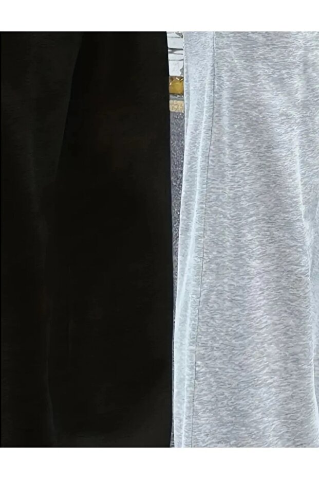 بنطلون رياضي شتوي مزدوج باللونين الأسود والرمادي - 7