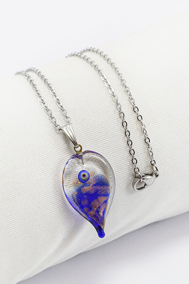 Handmade Murano Glass Fish Figured Stainless Steel Chain Bijouterie Necklace, Gift Necklace
