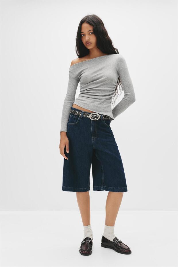 Asimetrik uzun kollu top - 5