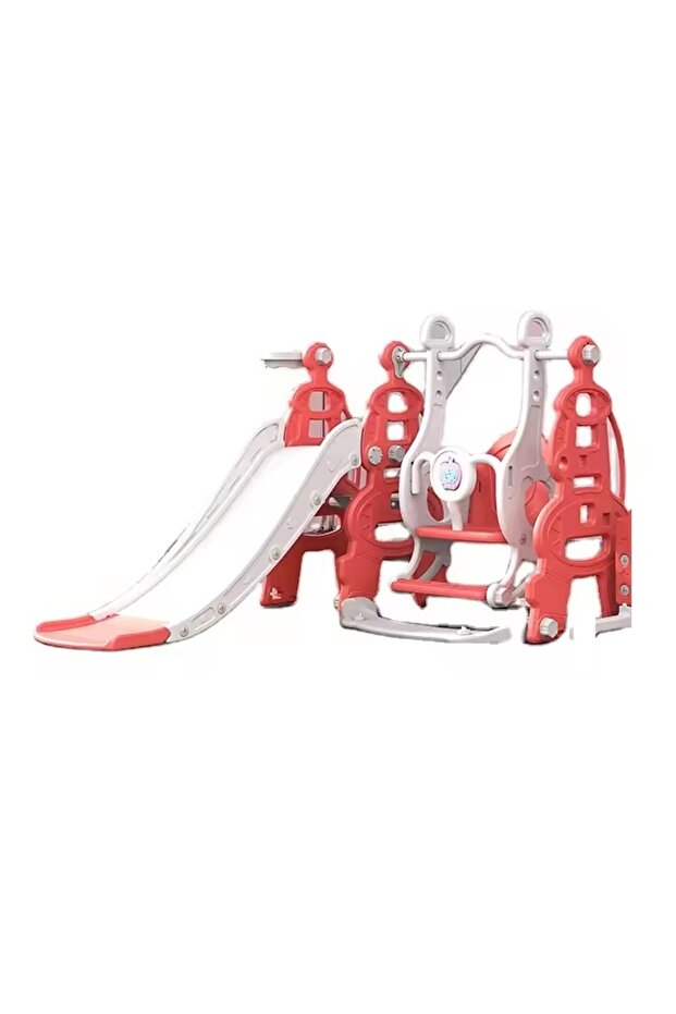 4 in 1 Tower Red playground with slide, swing with removable bumper - 3
