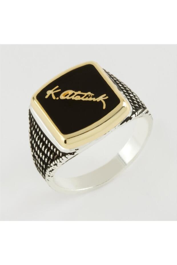 Mustafa Kemal Atatürk Signed Metal Men's Ring