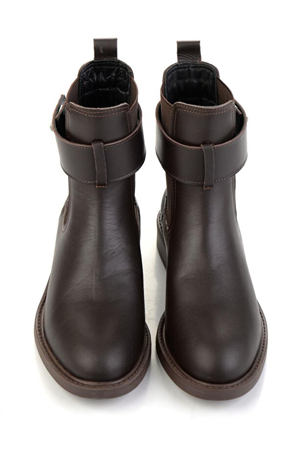 Kahve Hakiki Deri Kadın Bot & Bootie K02724259003 - 4