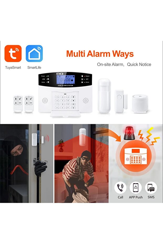 EV VE İŞYERİ İÇİN UZAKTAN KUMANDALI ALARM SİSTEMİ WİFİ-GSM HATLI HAREKET SENSÖRLÜ ŞARJLI ALARM SETİ - 1