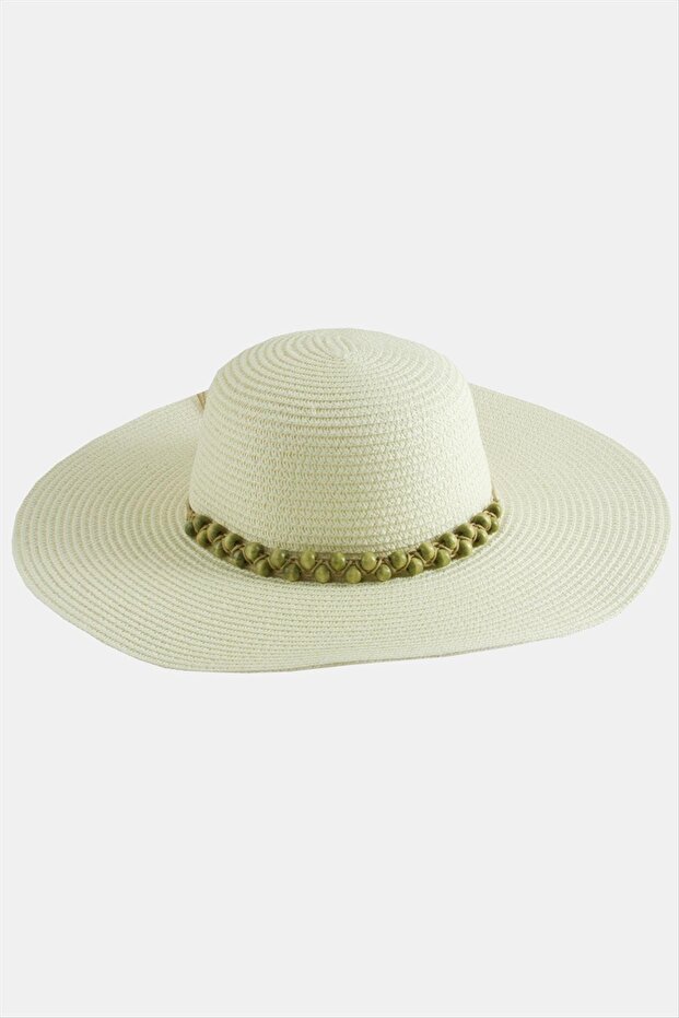 Beaded Knitted Straw Hat