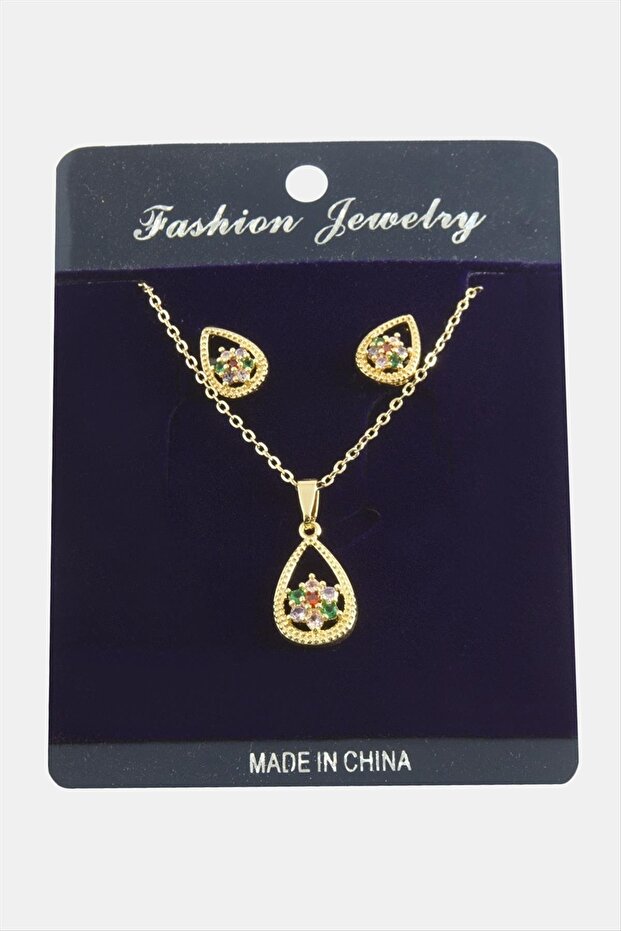 Oval Snowflake Zircon Stone Set Necklace