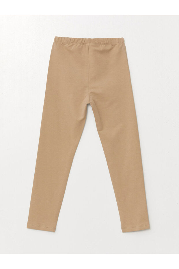 Bej Beli Lastikli Kız Çocuk Tayt - 4