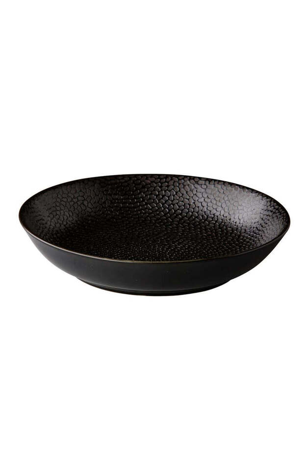 Honeycomb Pattern Pasta Plate, Black, 21 cm
