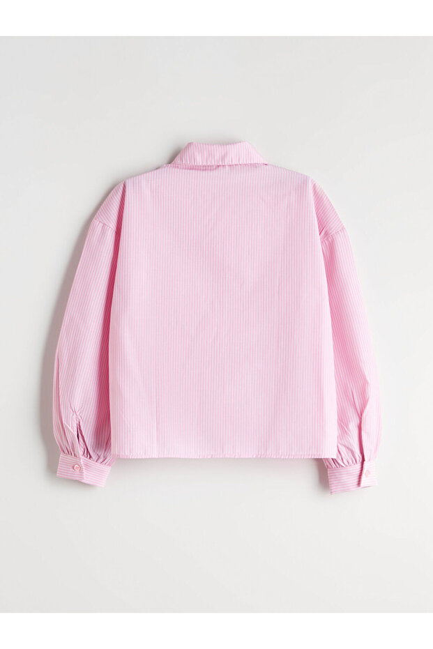 Pembe Basic Uzun Kollu Kız Çocuk Gömlek - 6