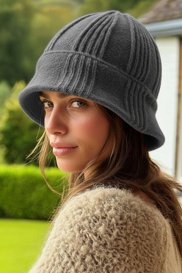 Rahat Bucket Örgü Triko Bere Şapka - 1