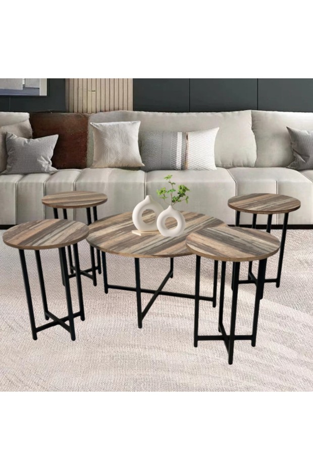4+1 wooden serving table set - 1