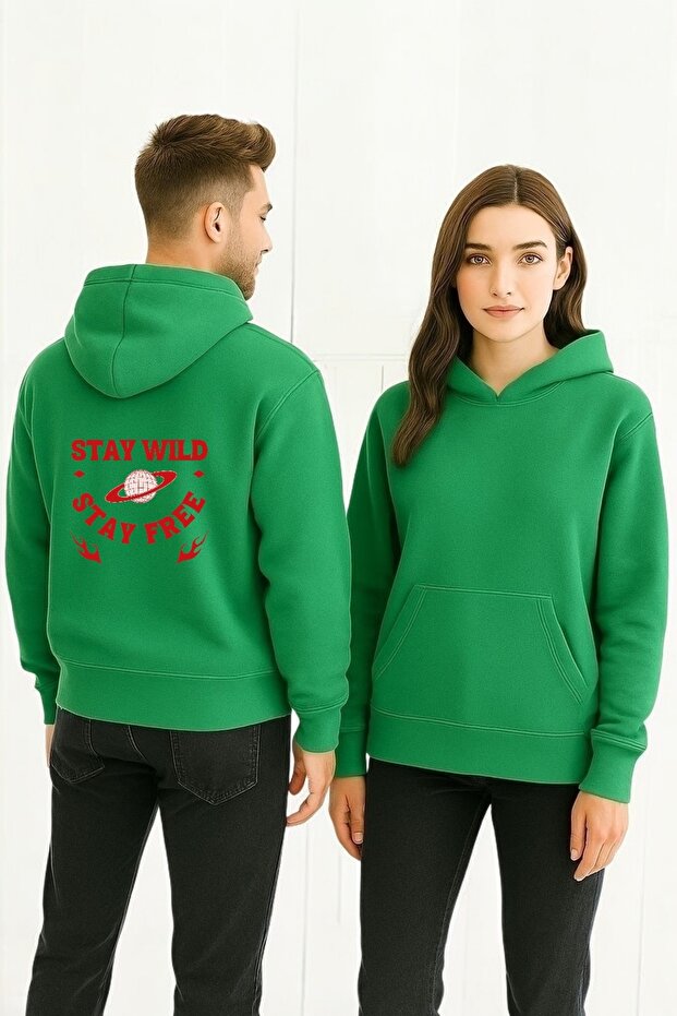 Stay Wild Stay Free Colorful Printed Hooded Sweatshirt