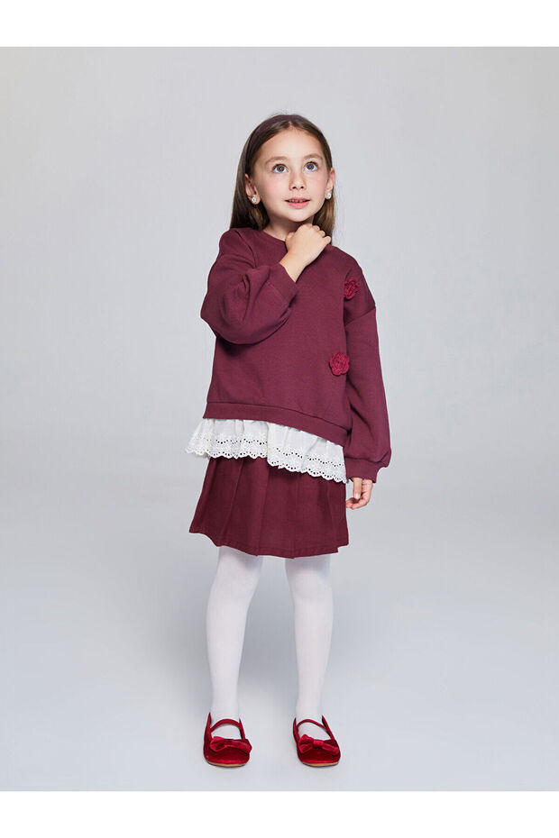 Girls' Pleated Skirt and Pantyhose with Elastic Waist
